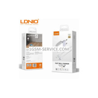 Зарядно устройство 220V с 2 USB изход 5V/2.4A + кабел Lightening - LDNIO A2219 ( Auto ID ) 