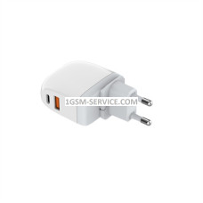 Зарядно устройство 220V с 1 PD и 1 USB изход 30W + кабел Lightening / iPhone - LDNIO A2522C ( Quick Charge 3.0, Adaptive Fast Charging )