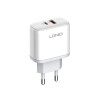Зарядно устройство 220V с 1 PD и 1 USB изход 45W + кабел typeC -type C - LDNIO A2526C ( 45W Dual USB QC4.0 Super Fast )