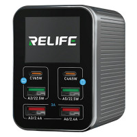 Зарядно 220V с 4 USB порта и 2 PD порта изход DC5V - 2.4A, USB Fast Charger Relife Q4