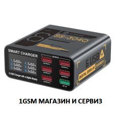Зарядно 220V с 6 USB порта изход DC5V - 3.5A Sunshine SS-304Q 6-Port Intelligent QC3.0