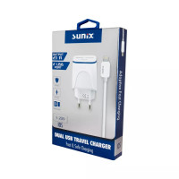 SUNIX ЗАРЯДНО УСТРОЙСТВО S-209 220V БЪРЗО ЗАРЕЖДАНЕ 2.1А С 2 USB ПОРТА + 1М КАБЕЛ ЗА MICRO USB